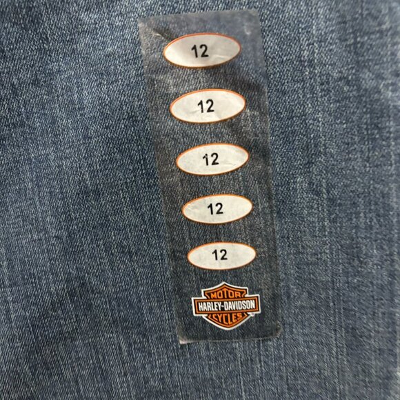 Harley Davidson Womens Boot Cut Jeans Size 12 Blue Denim Mid-Rise Relaxed Fit - Picture 9 of 10